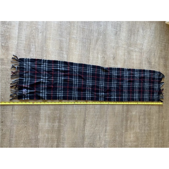 vtg Burberry Burberrys Scarf classic Nova Check Cashmere navy white red unisex - Picture 7 of 8